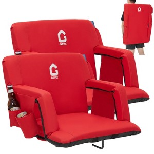 Extra Wide Stadium Seat with Back Support & Padded Cushion - Reclining Bleacher Chair with 6 Adjustable Angles, Anti-Slip Mat, with Cup Holders - 1 of 4