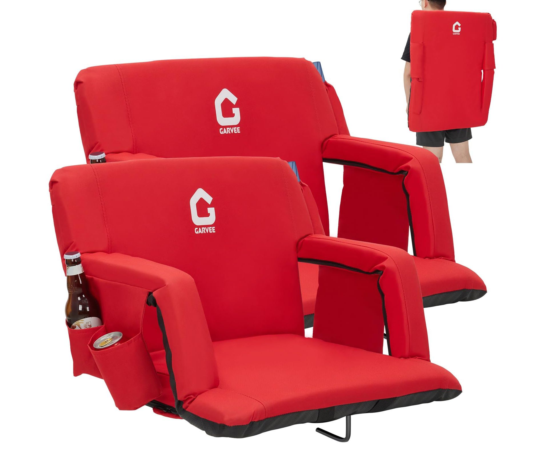 20" Stadium Seats with Back Support and Padded Cushion Extra Wide Bleacher Chair with Anti-Slip Mat - Reclining Stadium Football Seats