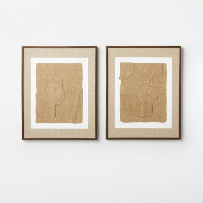 Photo 1 of (Set of 2) Jute Framed Wall Canvases Walnut -  designed with Studio McGee