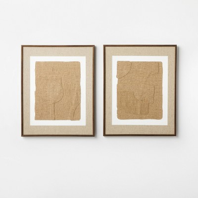Photo 1 of (Set of 2) Jute Framed Wall Canvases Walnut -  designed with Studio McGee