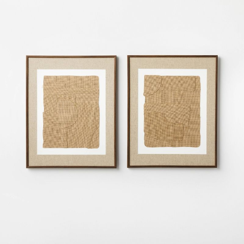 (Set of 2) 16&#34; x 20&#34; Jute Framed Wall Canvases Walnut - Threshold&#8482; designed with Studio McGee, 1 of 12