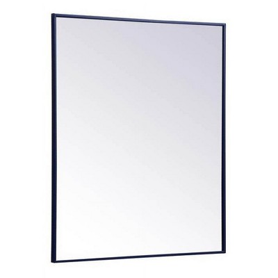 Elegant Blue Silver Rectangular Wall Mirror 30" x 36"