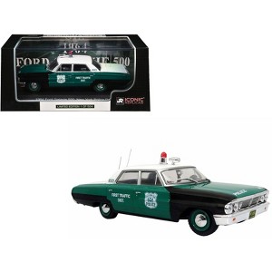 1964 Ford Galaxie 500 Police Car "NYPD" Black and Green with White Top Ltd Ed to 504 pcs 1/43 Diecast Model by Iconic Replicas - 1 of 4