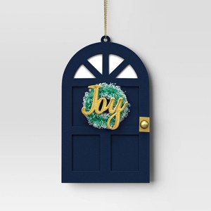 Christmas Blue Wood Door "Joy" Ornament - Wondershop™ - 1 of 3
