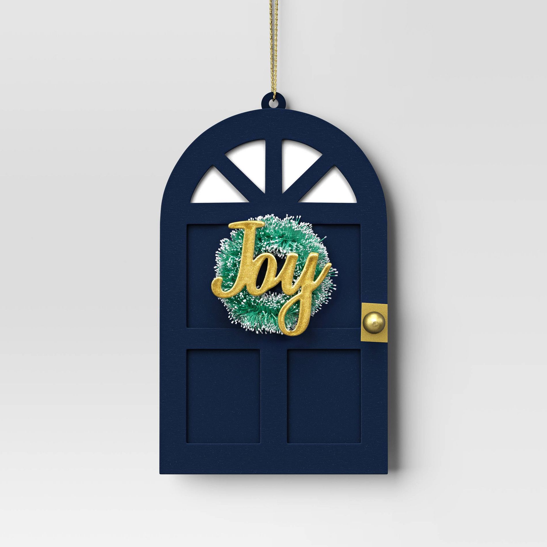 Christmas Blue Wood Door "Joy" Ornament - Wondershop™