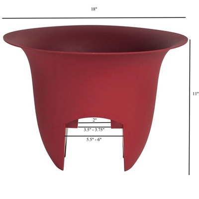 Union Red 18-inch Resin Rail Planter for Outdoor Spaces