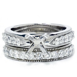 Pompeii3 1ct Diamond Engagement Matching Wedding Ring 14K Set - 1 of 4