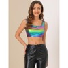 INSPIRE CHIC Women's U Neck Sleeveless Party Clubwear Shiny Metallic Crop Tank Tops - 2 of 4