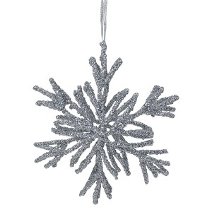 Northlight Glitter Snowflake Christmas Ornament - 7.5" - Silver - 1 of 4