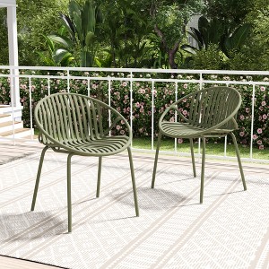 Christopher Knight Home Outdoor Modern Stackable Polypropylene and Iron Dining Chair (Set of 2) - 1 of 4