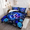 Blue and purple butterfly bedding set, blue flowers, suitable for all seasons, three-piece set, QUEEN - 2 of 4