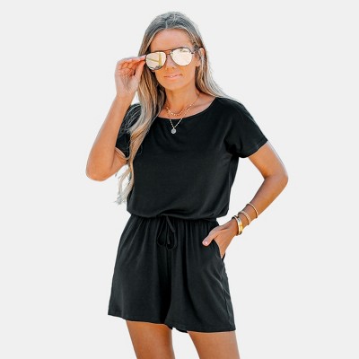 Women's Boat Neck Short Sleeve Romper -Cupshe