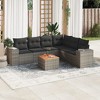 vidaXL 7 Piece Patio Sofa Set with Cushions Gray Poly Rattan - Table + Corner + 3x Middle - 2 of 4