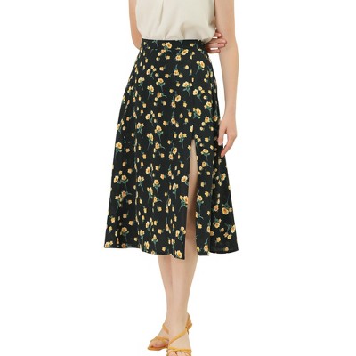 INSPIRE CHIC Women's Floral Chiffon Peasant Midi Skirts