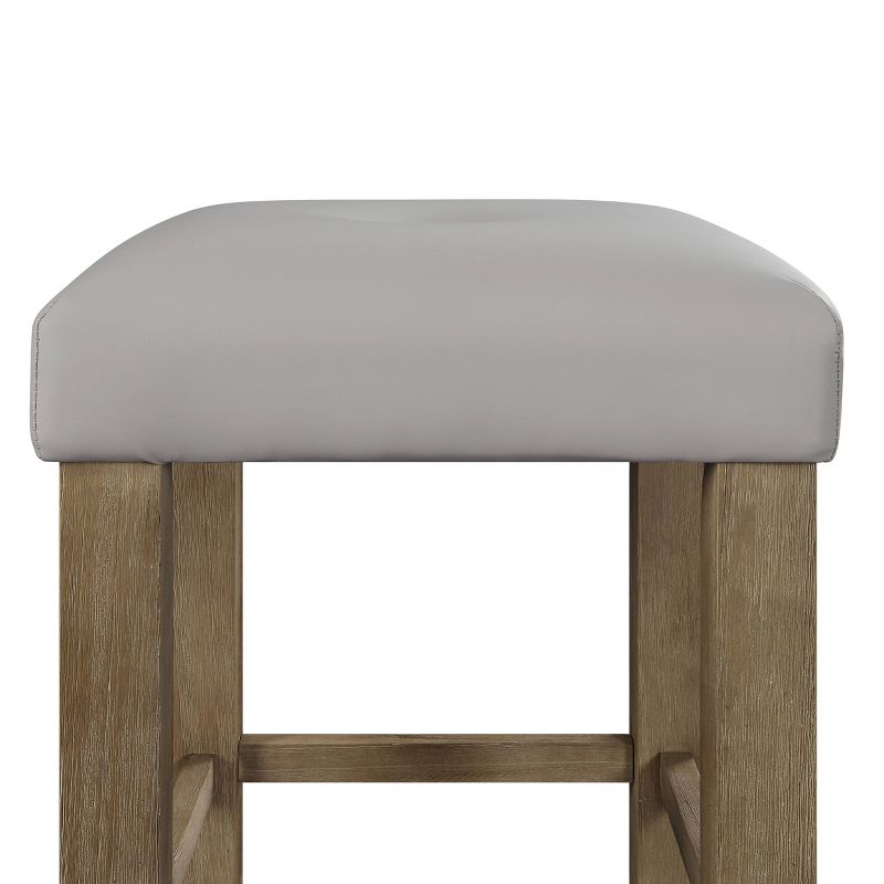 Set of 2 16&#34; Charnell PU Counter Height Barstools Gray/Oak Finish - Acme Furniture, 5 of 6