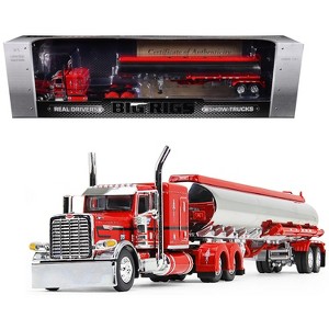 Peterbilt 389X with 63” Flat Top Sleeper and Heil Fuel Tank Trailer Red with Black 1/64 Diecast Model by DCP/First Gear - 1 of 4