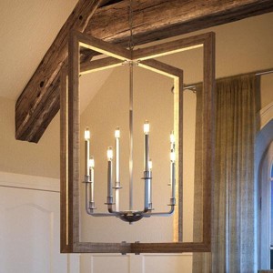Urban Ambiance Luxury Modern Farmhouse Chandelier,  39"H x 36"W,  Galvanized Steel Finish, UHP2742 - 1 of 4
