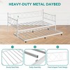 Twin Daybed with Pull-Out Trundle, Stylish Headboard and Metal Slats - 3 of 4
