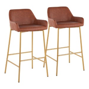 Contemporary Bar Stool with Backrest and Metal Frame for Kitchen Island or Home Bar, Set of 2 - 1 of 4