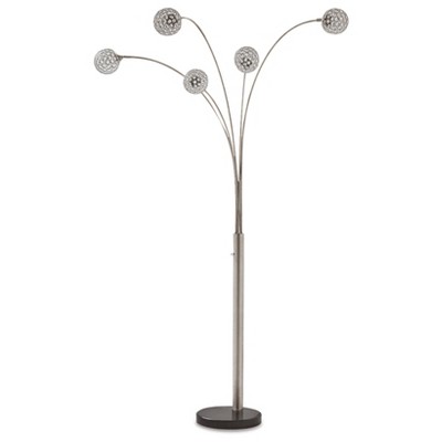 Signature Design By Ashley Winter Arc Floor Lamp Black/silver ...