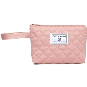 Hachikiko Nylon Quilted Wristlet Pouch - Sporty Organizer for Gym, Travel & Daily Essentials,PINK - 1 of 1