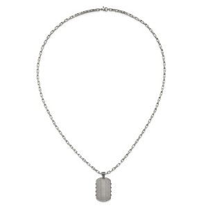 Chisel Stainless Steel Brushed and Gunmetal IP-plated Dog Tag on a 24" Open Link Chain Necklace - 1 of 4