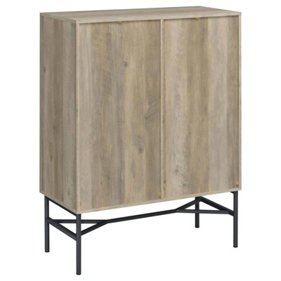 Light Brown Pine 2-Door Glass Display Cabinet