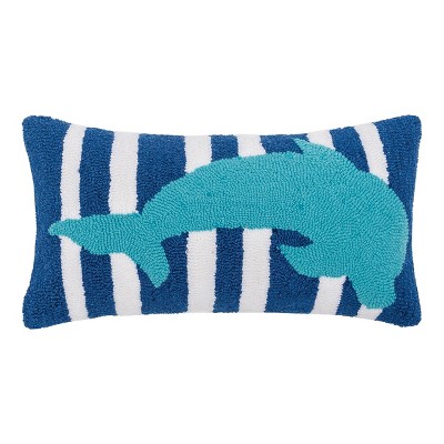 C&F Home 12" x 24" Striped Dolphin Hooked Pillow