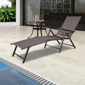 SUGIFT Adjustable Lounge Chair Folding Portable Outdoor Patio Pool Chaise Lounge - 1 of 4