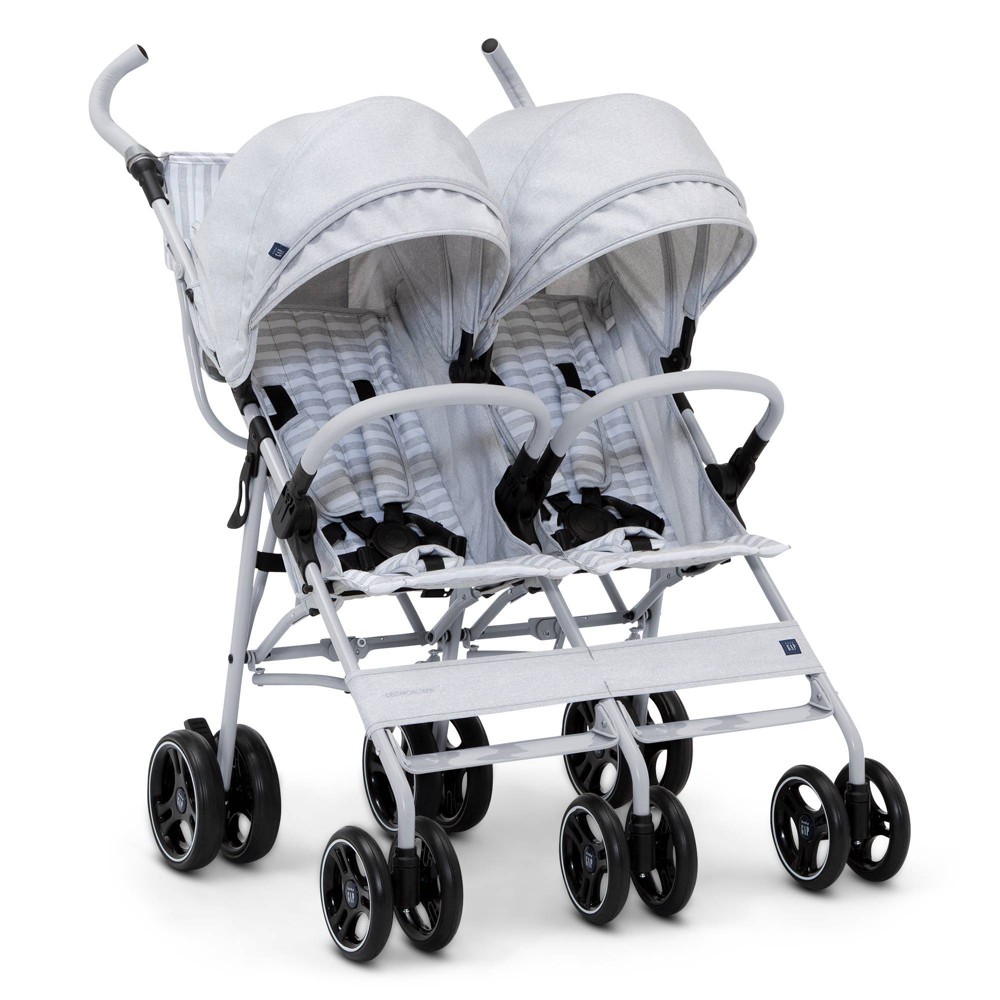 Photos - Pushchair babyGap by Delta Children Classic Double Stroller - Gray Stripes