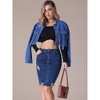 INSPIRE CHIC Women's Ripped Raw Hem High Waisted Stretch Summer Above the Knee Casual Denim Skirts - 3 of 4