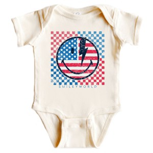 The Juniper Shop SmileyWorld Patriotic Checkered Lightning Baby Short Sleeve Bodysuit - 1 of 4