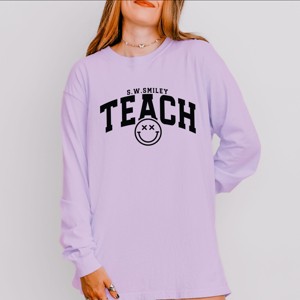 Simply Sage Market S.W.Smiley Teach Varsity Arched Garment Dyed Long Sleeve - 1 of 3