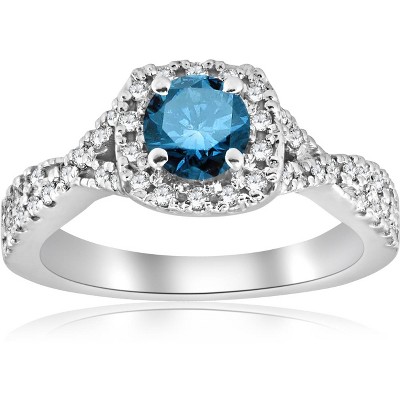 Pompeii3 1ct Blue Diamond Engagement Ring 14K White Gold