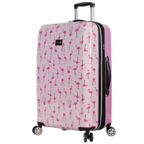 Betsey Johnson Expandable Hardside Medium Checked Spinner Suitcase Flamingo Strut Target