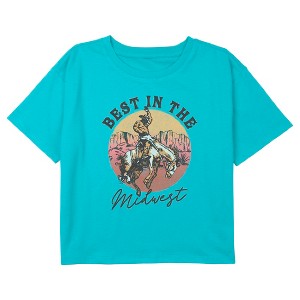 Girl's Lost Gods Best in the Midwest Cowboy Crop Top T-Shirt - 1 of 3