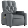 vidaXL Massage Recliner Chair for Elderly - Gray Faux Leather Manual Reclining Armchair with Cup Holders, Side Pocket, and 6-Point Vibration Massage - 3 of 4