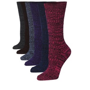 Cotton Ministripe Dark Colored Extra Warm Socks - 6 Pairs - 1 of 4