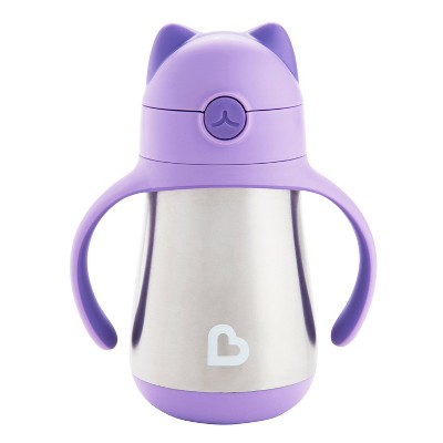 Munchkin Cool Cat Stainless Steel Straw Cup - Purple - 8oz