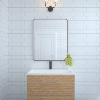 Aluminum Framed Rounded Rectangle Bathroom Wall Mirror,Vanity Mirror