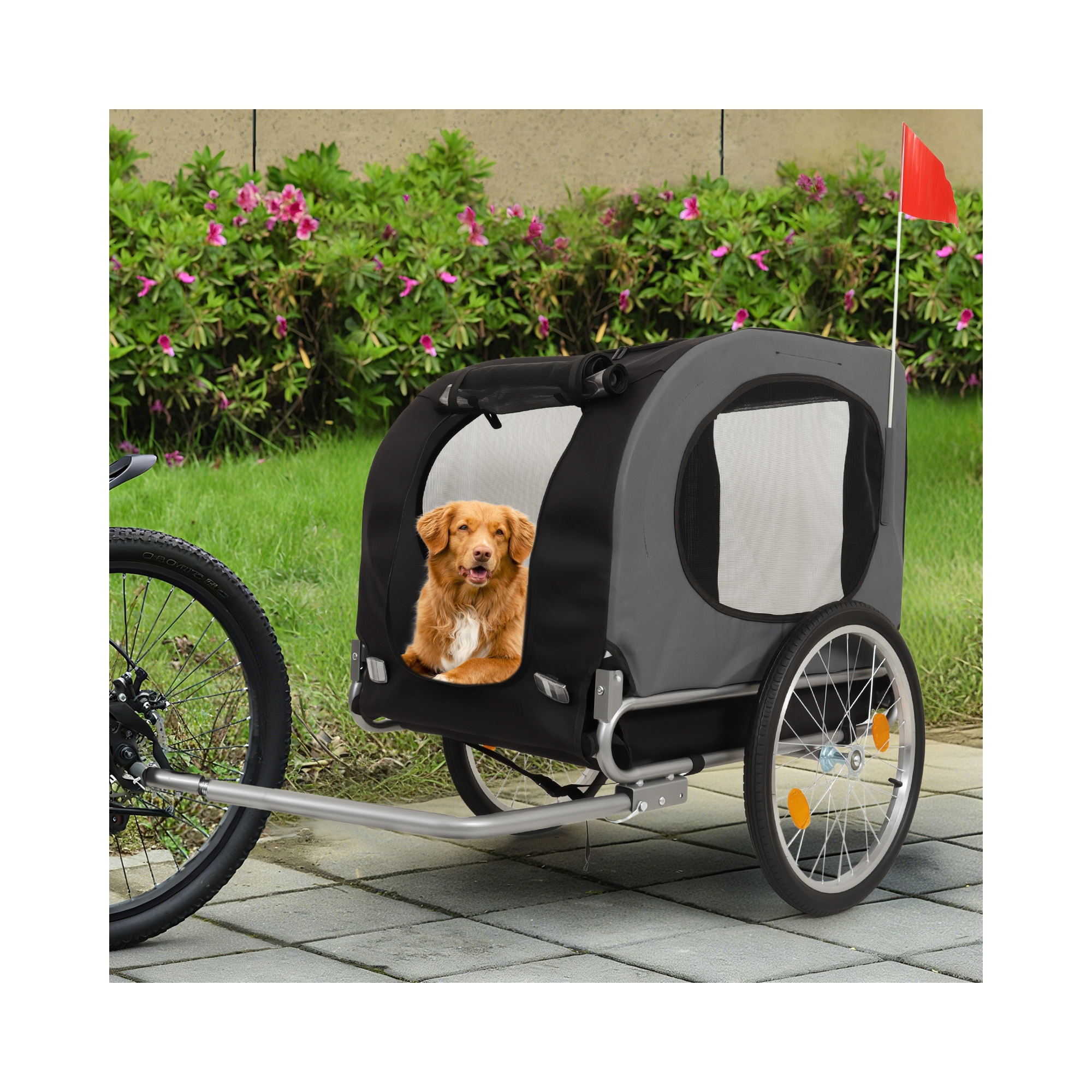 Large Dog Bike Trailer - 88Lbs Capacity Pet Bicycle Carrier, Foldable Oxford Fabric, Universal Coupler | Collapsible Design with Quick Release Wheels