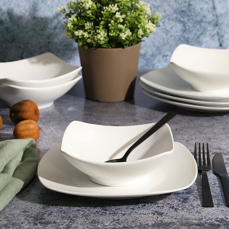 Gibson Home Zen Buffetware 8 Piece Fine Ceramic Dinnerware Set In Matte White, 5 of 7