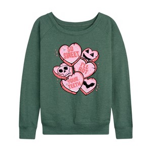 Women's - Instant Message - Valentine's Day So Sweet I'll Rot Your Teeth Lightweight French Terry Wide Neck Long Sleeve Shirt - 1 of 4