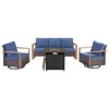 Buenhomino 4 Piece Outdoor Patio Furniture Set with Propane Fire Pit Table, Wicker Patio Conversation Set with 2 Swivel Rocker Chairs - 2 of 4