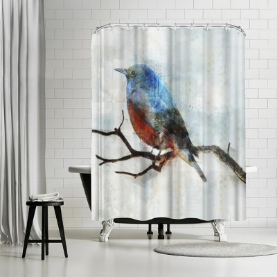 Americanflat Little Blue Bird Ii by Pi Creative Art 71" x 74" Shower Curtain
