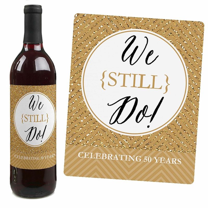 Big Dot of Happiness We Still Do - 50th Wedding Anniversary Decorations for Women and Men - Wine Bottle Label Stickers - Set of 4, 3 of 9