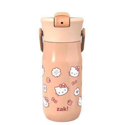 Zak Designs 14oz Stainless Steel Vacuum Hello Kitty Harmony Straw Bottle Pink