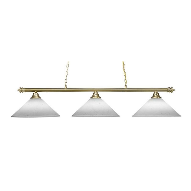 Toltec Lighting Oxford 3 - Light Island Pendant Light in  New Aged Brass with 16" White Muslin Shade, 1 of 2