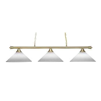 Toltec Lighting Oxford 3 - Light Island Pendant Light in  New Aged Brass with 16" White Muslin Shade