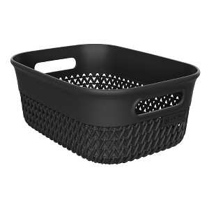 Life Story Small Storage Basket, Decorative Plastic Home Organizer, Lightweight Versatile Tub with Built-In Handles, 4 Quart, Black - 1 of 3